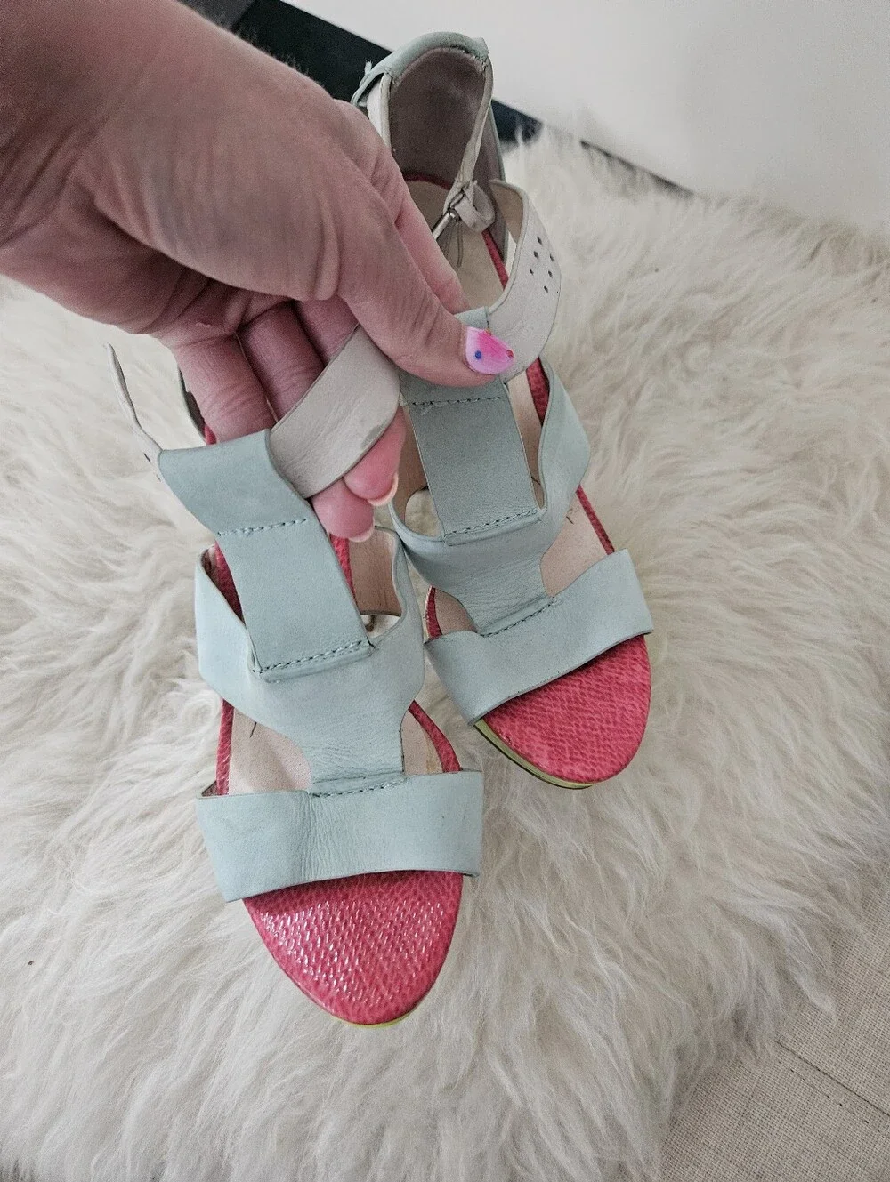 Genuine Leather Colorblock Heels
